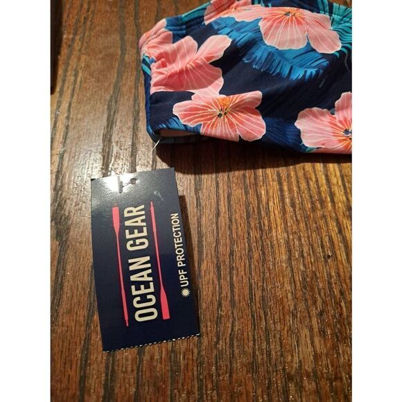 New Large Ocean Gear Padded Pink Blue Bikini Swimsuit Bathing Suit Top NWT - Picture 5 of 7